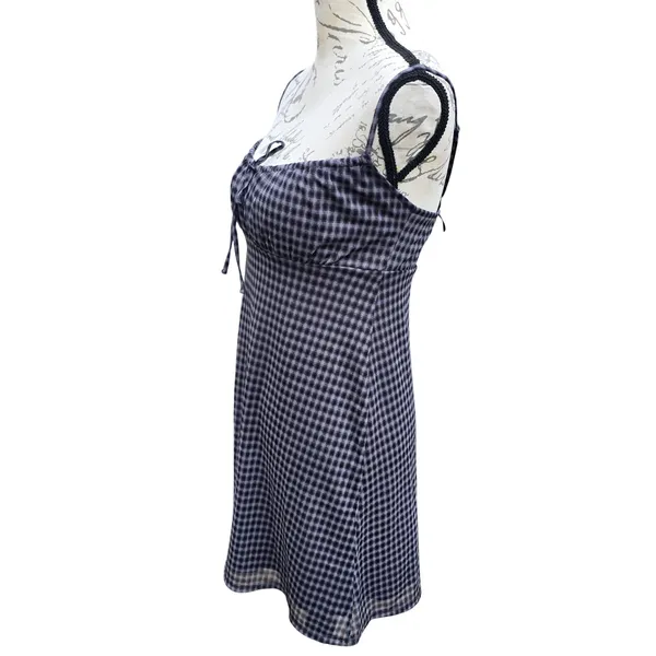 Aeropostale‎ Gingham Y2K Mini Dress Black White Checkered Empire Waist XS - Image 3