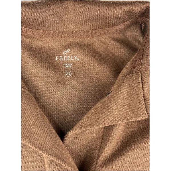 Freely Women’s X-Small Brown Belted Jacket Snap Front Longline Shacket Commuter - Image 2