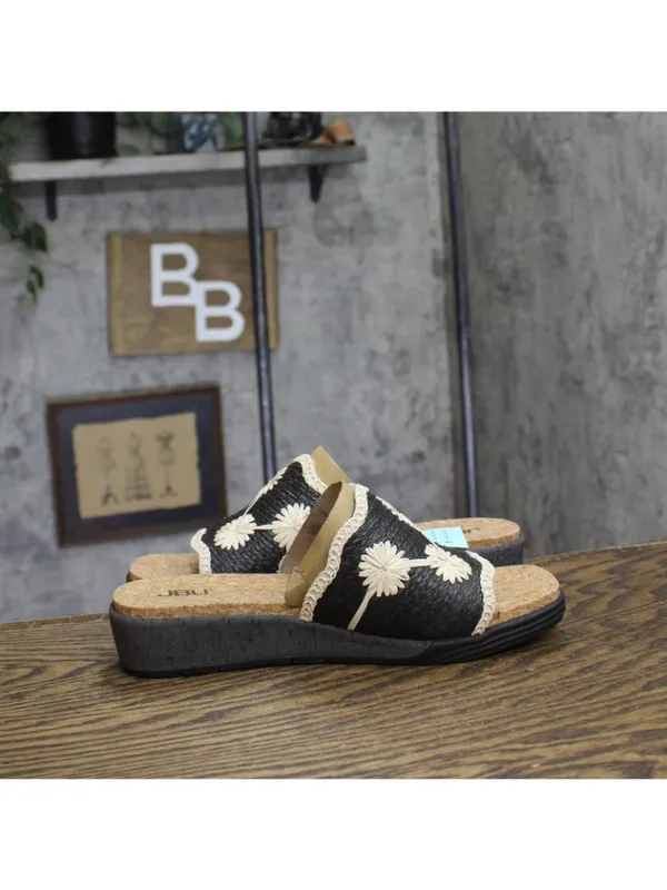 NWT JBU By Jambu Comfort Casual Fashion Slip On Wedge Sandal Black / White 9.5M - Image 12