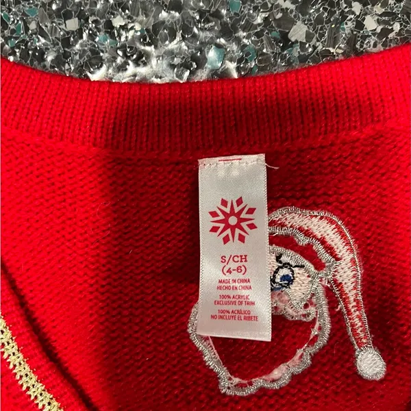 Women's Red Ugly Christmas Sweater Vest With Santa & Christmas Tree Small (4-6) - Image 3