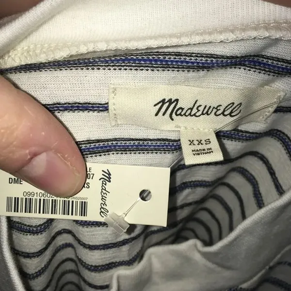 Madewell XXS blue stripe mock turtleneck top - Image 3