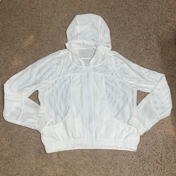 Lululemon Relaxed Fit Mesh Jacket‎ White 8 - Image 3