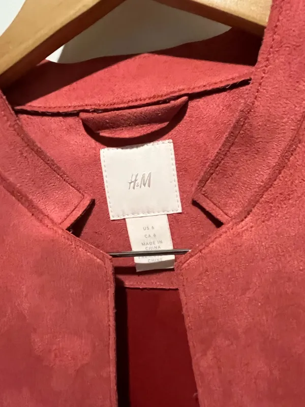 H&M Suede Pink Duster Jacket with Tie - Image 2
