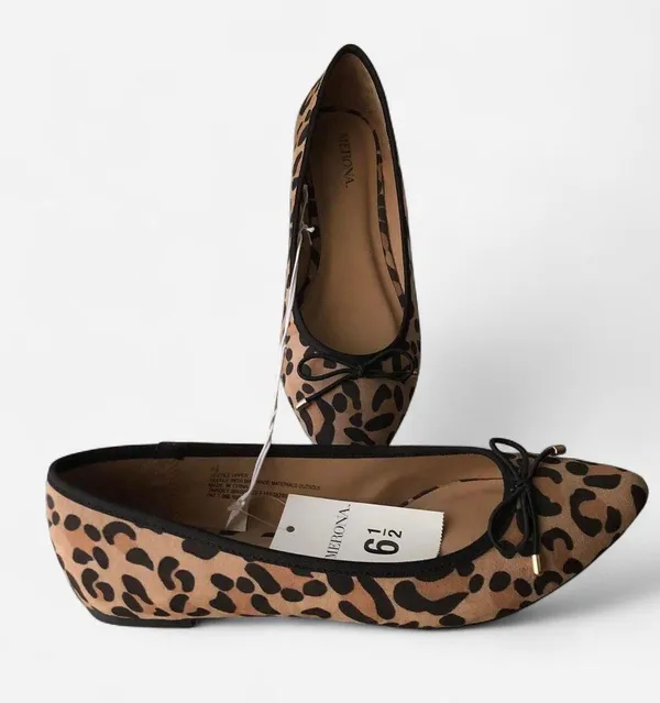NWT Leopard animal print ballet ballerina flats bow detail pointed toe-6.5 #coquette - Image 3
