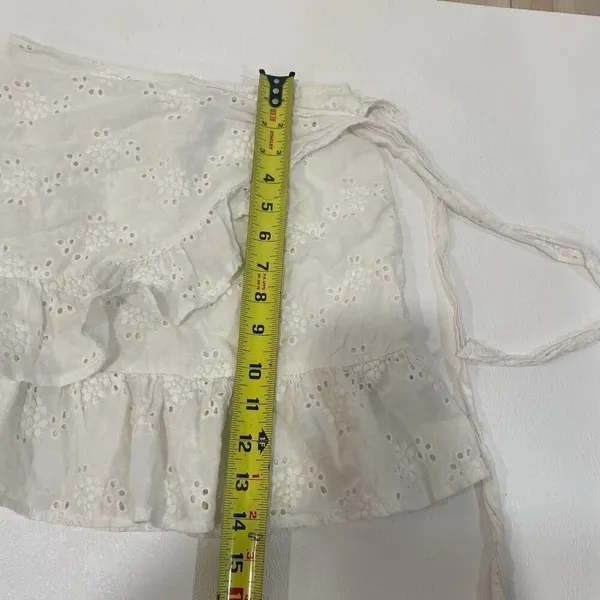 Princess Polly White Eyelet Ruffle Wrap Mini Skirt | Size 0 - Image 7