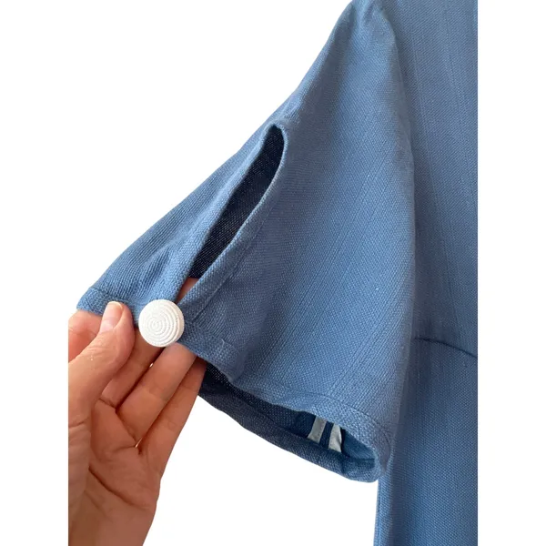 Alexis Jameela Shell Blue Linen Maxi Dress Tie‎ Front Button Size L - Image 6