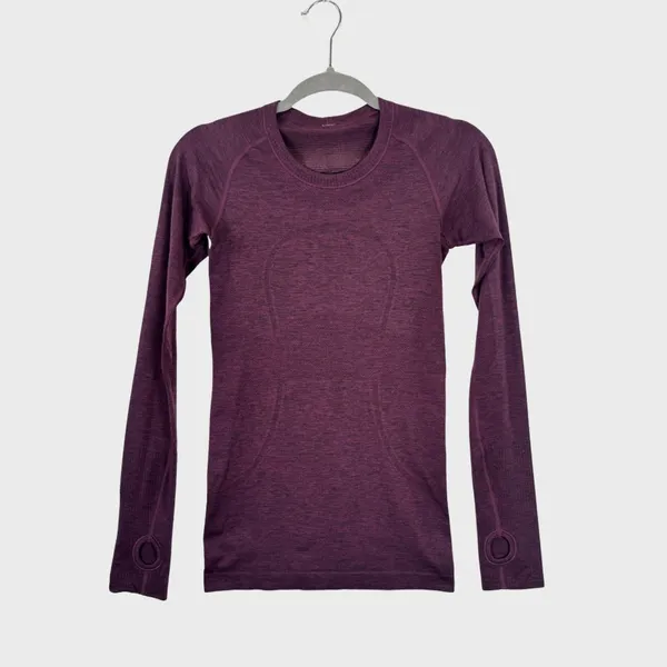 Lululemon Womens Top Purple Swiftly Tech Long Sleeve Crew Tee Stretch Size 4 - Image 2