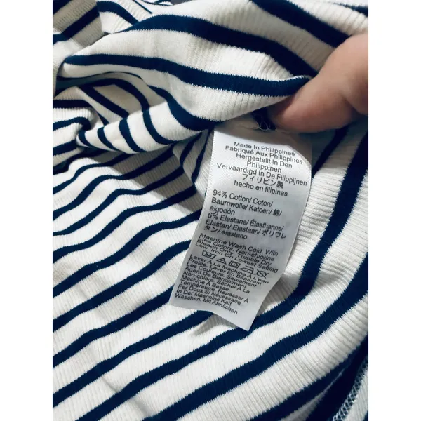 NWT J.Crew Striped Ribbed Crewneck Tee Navy Blue White Size XL Causal‎ Basics - Image 9