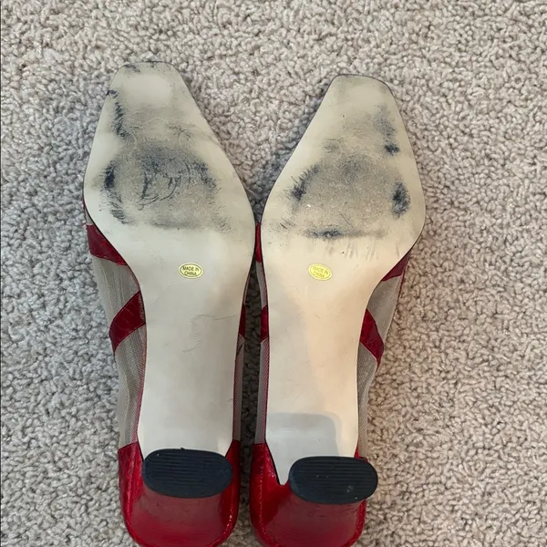 J. Renee Vintage Red Croc-Embossed Heels With Sheer Panel - Image 6
