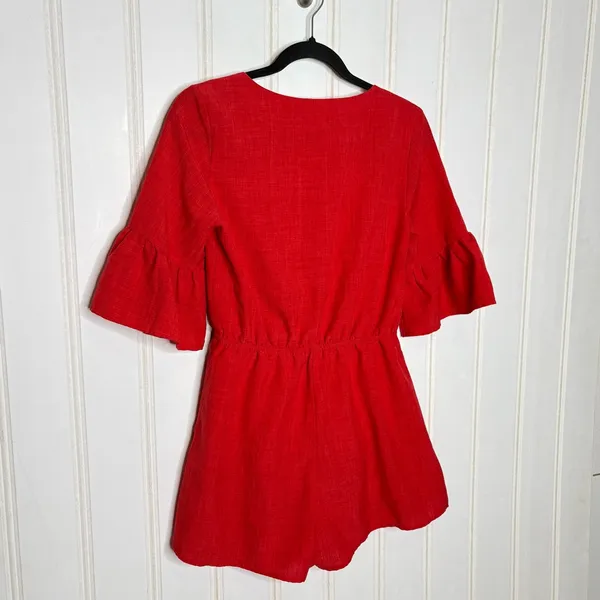 Anthropologie Listicle Mid Bell Sleeve Romper with Cut Out Knot Front - Image 7