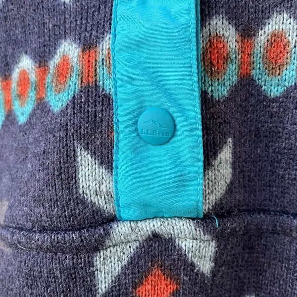 L.L. Bean Aztec Southwestern Print Pullover Fleece Jacket Sweatshirt 1/4 Snap L - Image 6