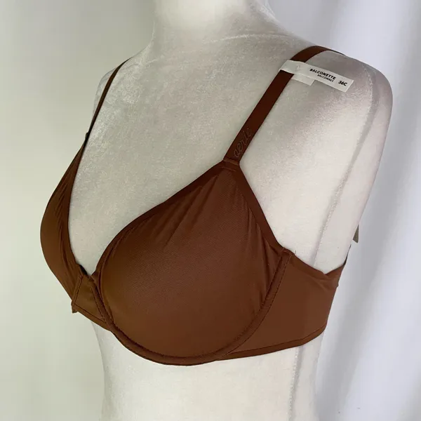 New Aerie SMOOTHEZ Mesh Unlined Underwire Balconette Bra Brown Size 36C - Image 4