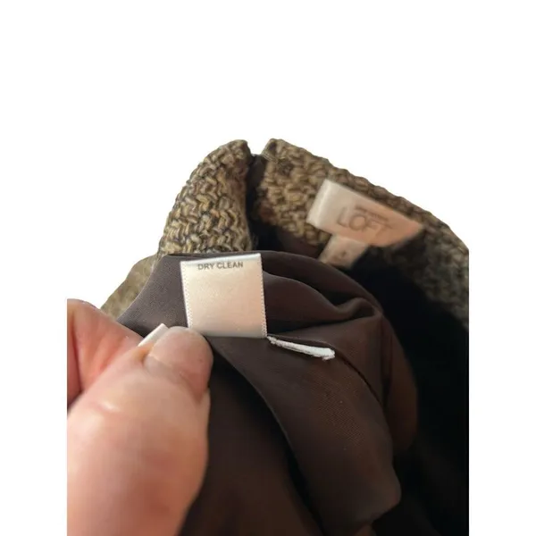 Ann Taylor Loft Women Tweed Texture Flounce Skirt Brown Floral Hem Accent Size 8 Wool Blend - Image 13