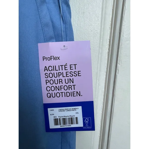Landau ProFlex Agile Stretch Women's Scrub Pants Cargo‎ Pockets Blue Size Medium - Image 3