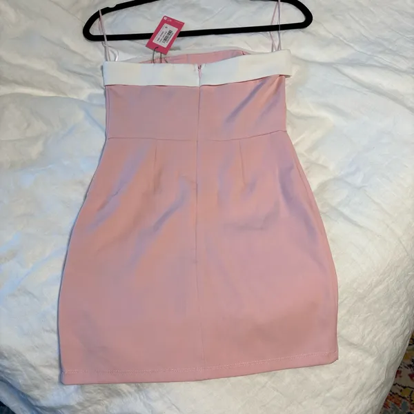 Edikted Pink Contrast Strapless Dress - Image 3
