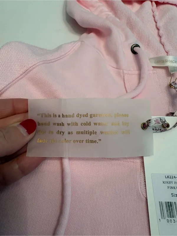 NWT LoveShackFancy Kirby cropped hoodie pink opal size large - Image 5