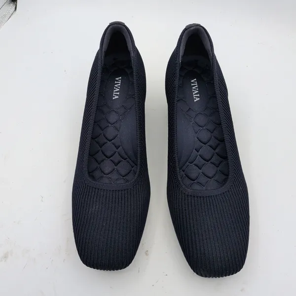 VIVAIA Melody 2.0 Square Toe Chunky Navy Ribbed Knit Block Heel Pumps 7.5 38.5 - Image 4