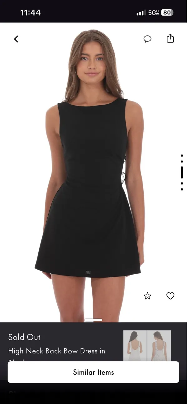 High Neck Back Bow Dress in Black - Image 2