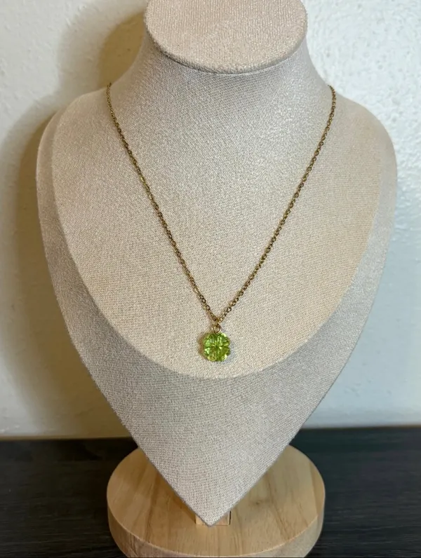 Handmade Gold Four Leaf Clover Necklace  - Image 2