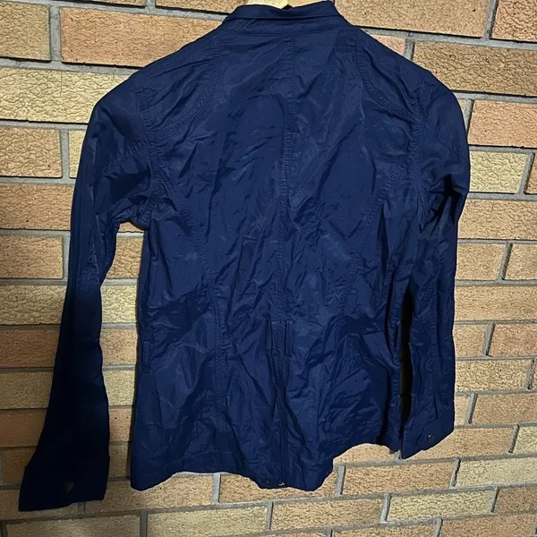 G.I.L.I Lightweight Navy Blue Zip Button Up Nylon Shimmer Jacket Women’s Size 0 - Image 3