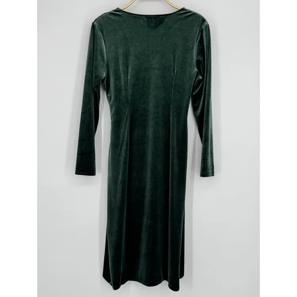 Banana Republic Velvet Knee-Length Faux Wrap Dress Small Green Party Cocktail - Image 7