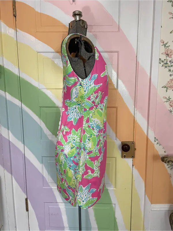 Lilly Pulitzer Delia Hotty Pink Lemonade Shift Mini Cotton Dress Sz 8 🧡🎀 - Image 6