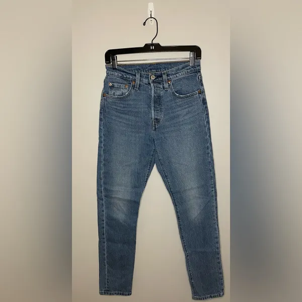 Levi’s 501 Skinny Jeans, Medium Indigo, Size 24, EUC - Image 3