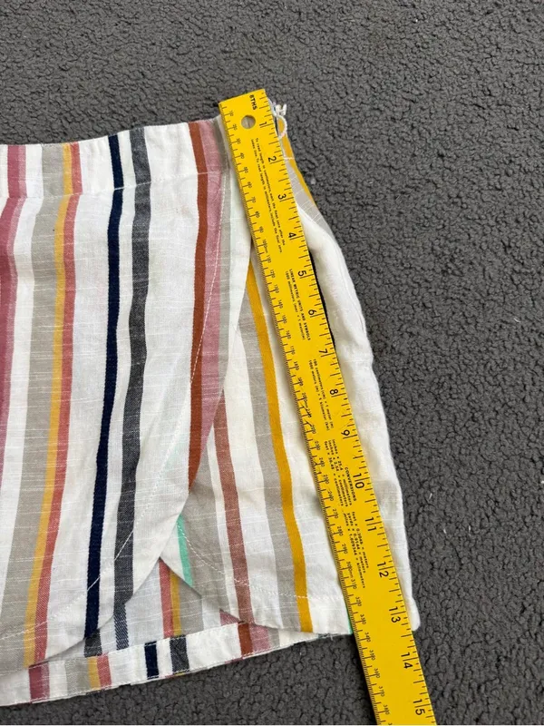 Free People White Mini Skirt with Multicolor Vertical Stripes - Image 10