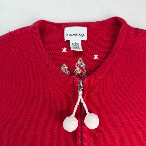 Breckenridge‎ Womens Red Ugly Christmas Sweater Vest Snowman Zip Medium Holiday - Image 2