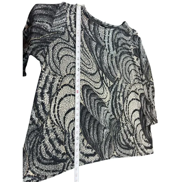 Maggie Barnes 3X Black Sheer Mesh Lace Top Abstract Print Plus Size Office - Image 8