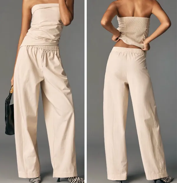 Anthropologie Maeve Poplin Sporty Pull-On Trousers, Size S - Image 2
