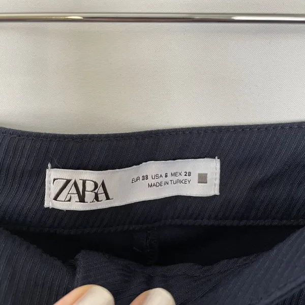 Zara blue cargo pants trousers pockets high waist‎ women's size 6 casual comfort - Image 5