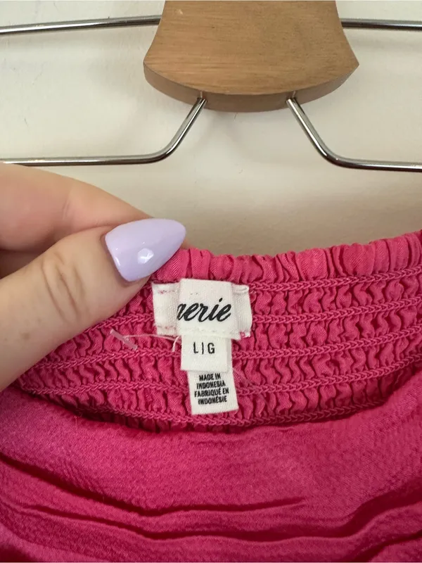 Aerie Hot Pink Satin Tie Waist Mini Skirt Size Large NWT - Image 3