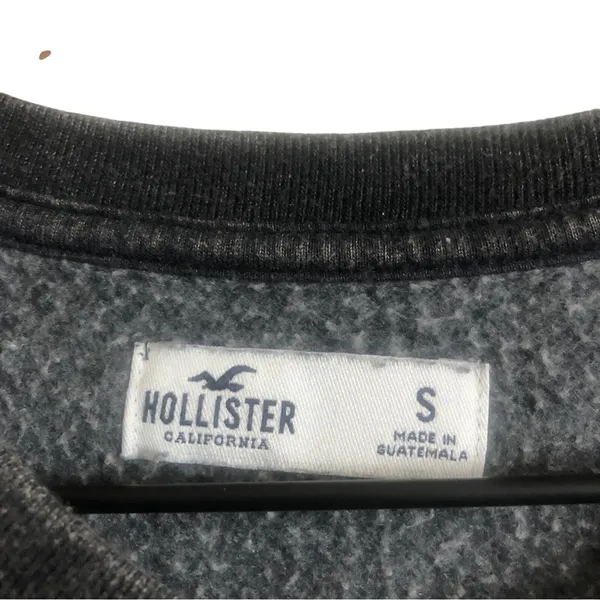 Hollister Dark Heather Gray Crew Neck Long Sleeve Fleece Pullover Sweater Small - Image 3