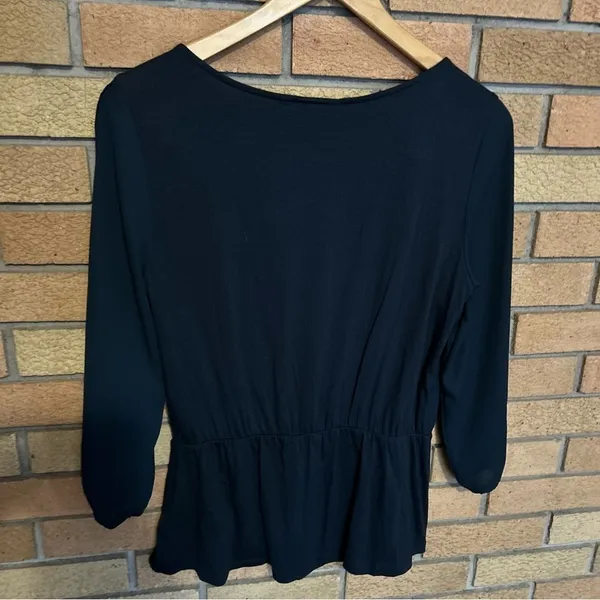 Anthropologie Deletta Tiered Ruffle Peplum Split Sleeve Blouse Top Size Small - Image 6