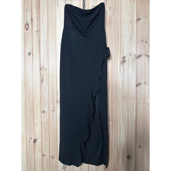 NWT Lulus After Hours Black Strapless Ruffled Maxi Dress Party Holiday Size S - Image 2