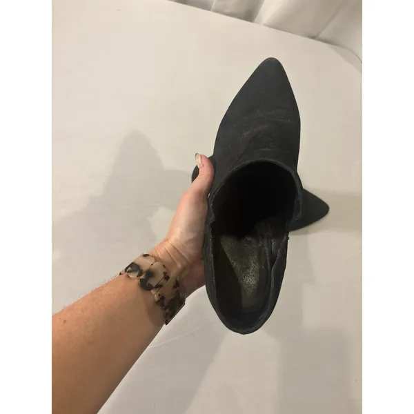 Frye Black Suede Leather Ankle Boots Booties Women's Size 9.5 Classic Block Heel - Image 8