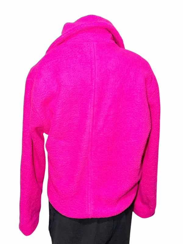 NWOT ZARA Pink / Fuchsia Faux Fur Teddy Boucle Coat Jacket Double Breasted M - Image 4