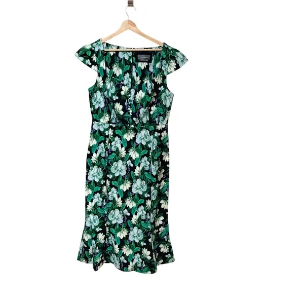 Anthropologie‎ the cecily Floral Botanical Midi Dress Sweetheart Neck Large - Image 3