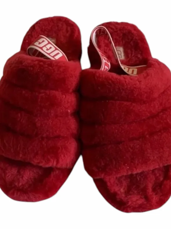 UGG Women’s Fluff Yeah Slides in Ruby Red Size 9 - Image 4