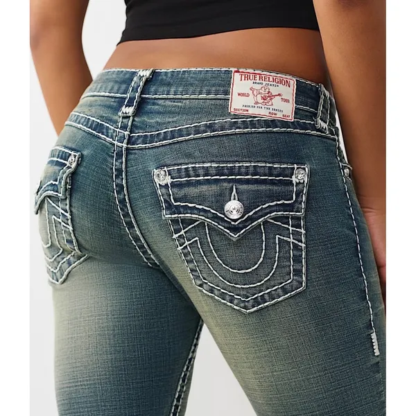 True Religion Disco Joey Big T Jeans Womens 26 Blue Flare Crystal‎ Embellish Y2K - Image 2