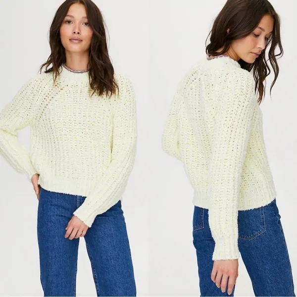 Aritzia Wilfred Confetti Brown / Black Cozy Roll Neck Chunky Sweater Boho‎ Small - Image 3