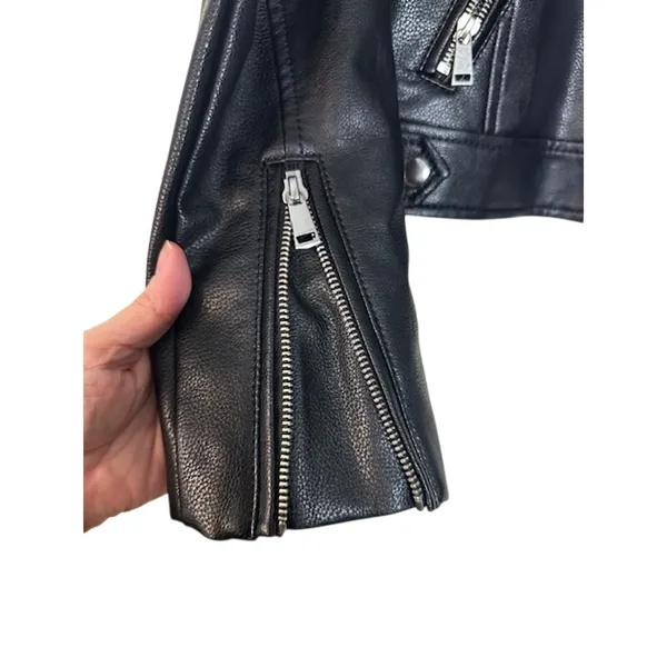 Ann Taylor Black Vegan Leather Edgy Moto Jacket NWT Women Sz XS - Image 4