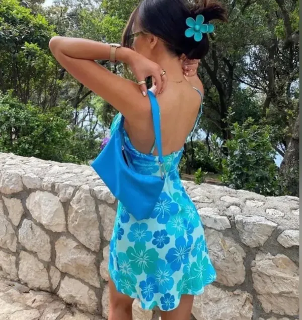 Zara Hawaiian Blue Dress - Image 2