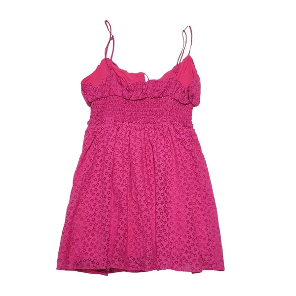 Urban Outfitters Riley Smocked Waist Pink Mini Dress Size Medium - Image 4