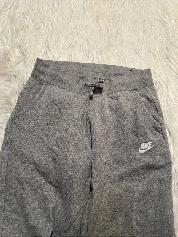 Nike Women's Size XS Sweatpants Joggers Light Heather Gray White Mid-Rise Cotton - Image 2