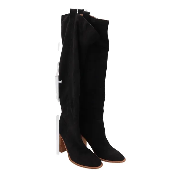 Mi.iM Womens Black Faux Suede Over The Knee Block Heel Boots Size 9 Pointed Toe - Image 2