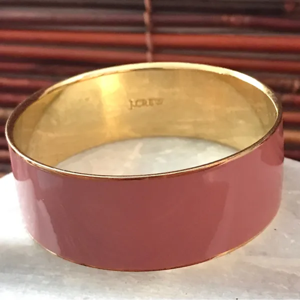 J Crew Bangle Bracelet Mauve Enameled Gold Tone - Image 5