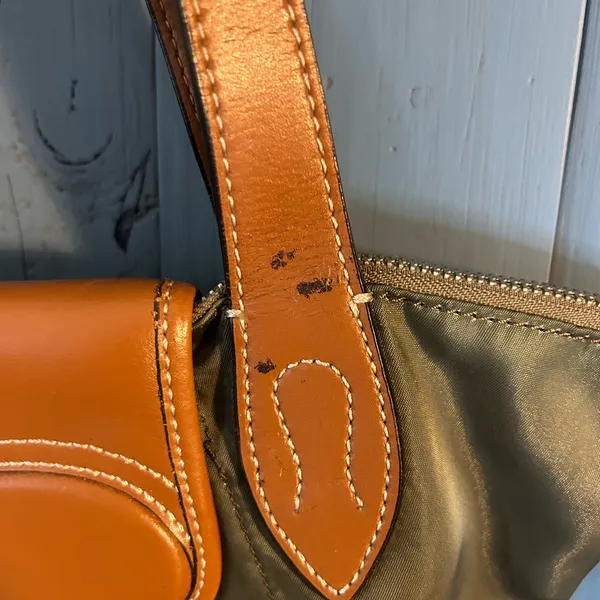 Lauren Ralph Lauren Hunter Green and Tan Leather Tote Bag - Image 3
