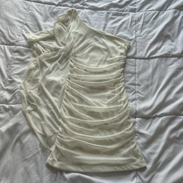 Body Central Womens Size Small One Shoulder Ruched Bodycon Mini Dress Y2K Retro‎ Coquette 90s - Image 8